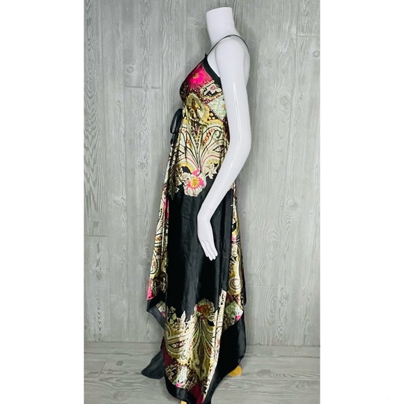 Cocoa blue Silky long sleeveless beach kimono asymmetrical handkerchief dress m - Picture 6 of 9